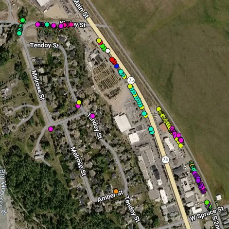 map showing data points